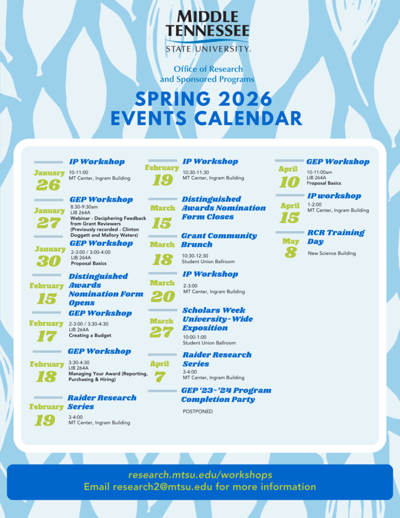 Spring calendar